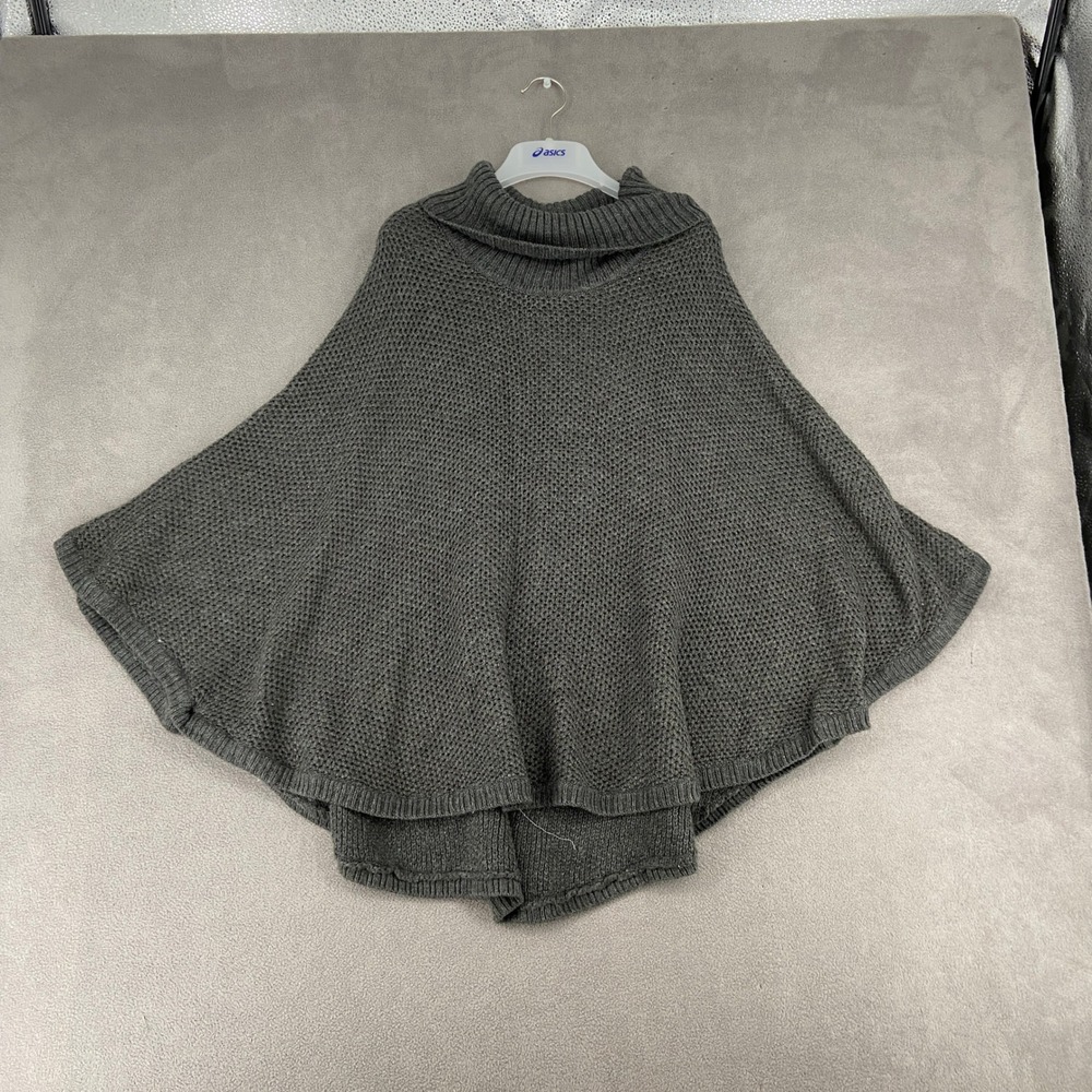IN San Francisco Charcoal Gray Knit Turtleneck Poncho Sweater One Size